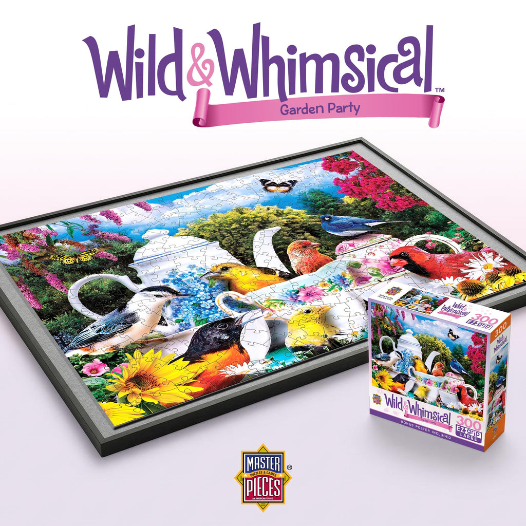 Masterpieces Garden Party 300-Piece EZ Grip Jigsaw Puzzle – Extra Large Pieces, 18x24 Inches