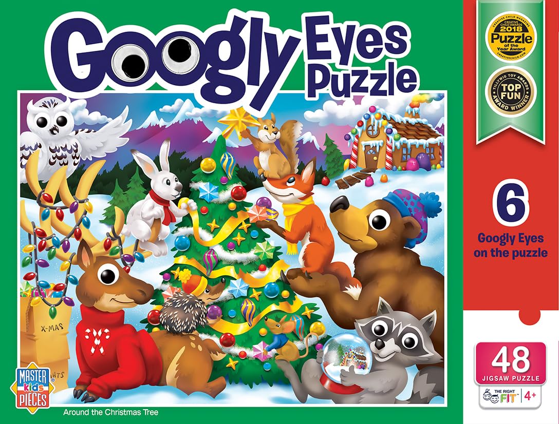 Masterpieces Holiday Googly Eyes Around the Christmas Tree 48-Piece Puzzle