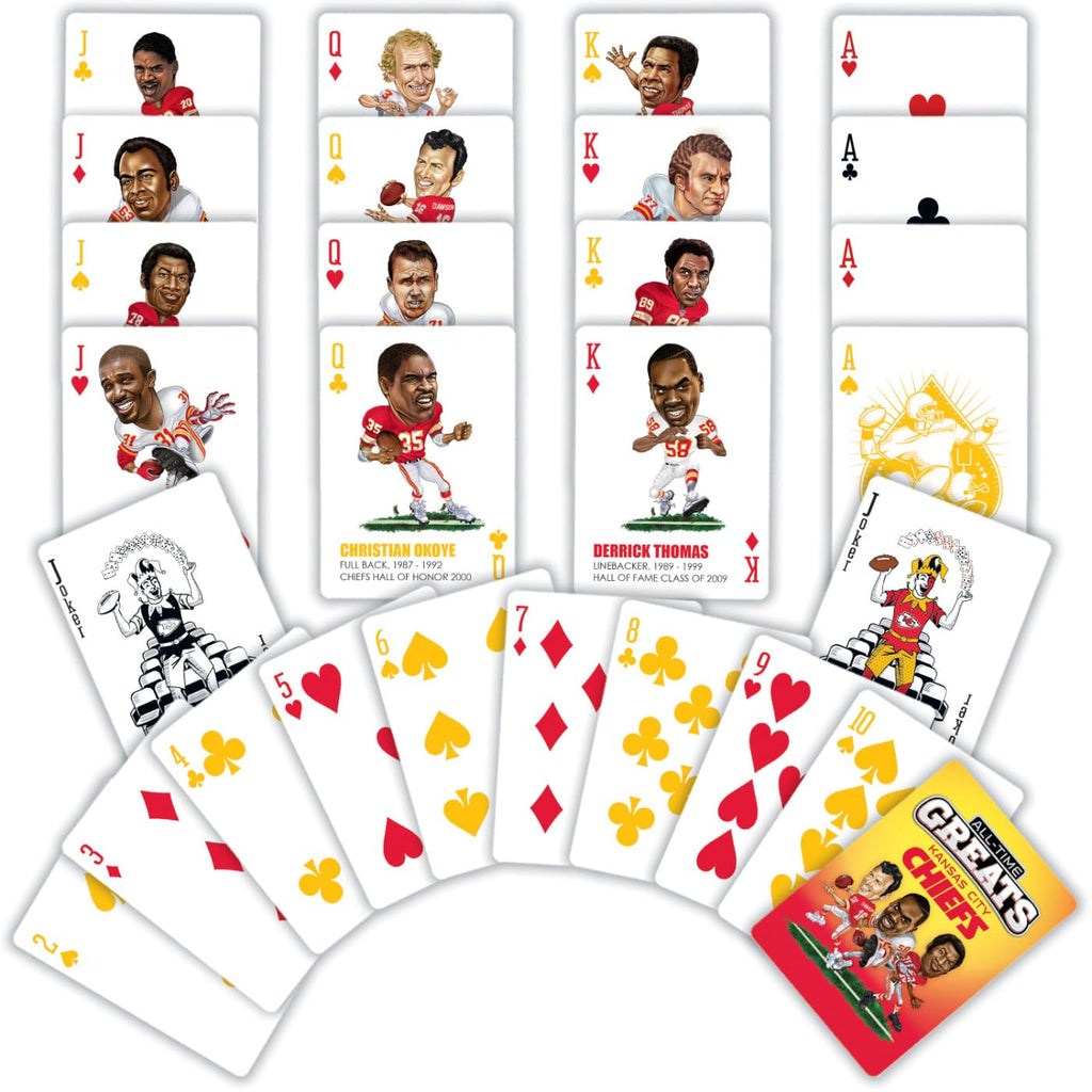 Masterpieces Kansas City Chiefs Official NFL Playing Cards – 52 Cards + 2 Jokers, Custom Team Art