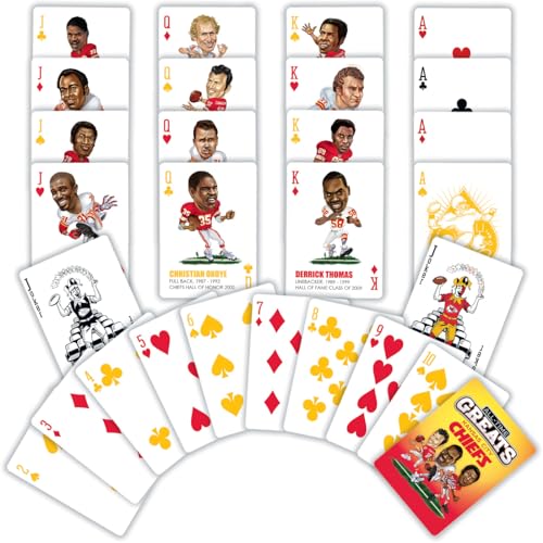 Masterpieces Kansas City Chiefs Official NFL Playing Cards – 52 Cards + 2 Jokers, Custom Team Art