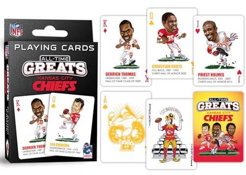 Masterpieces Kansas City Chiefs Official NFL Playing Cards – 52 Cards + 2 Jokers, Custom Team Art