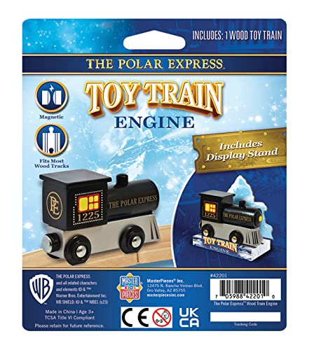 MasterPieces Officially Licensed Polar Express Wooden Train Engine – Magnetic Connector, Compatible with 1-Inch Tracks