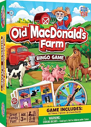 MasterPieces Old MacDonald's Farm Bingo Game – Fun for Kids Ages 3+