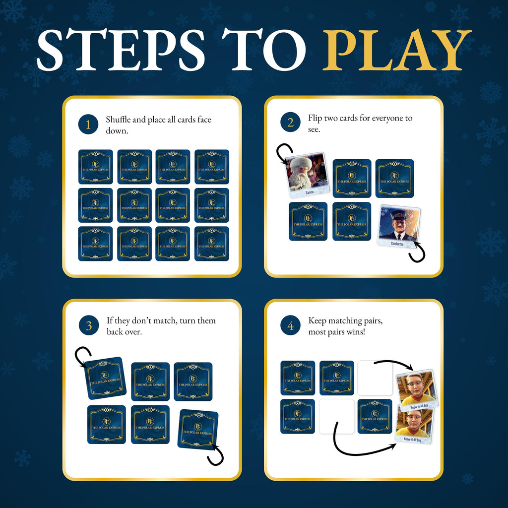 MasterPieces Polar Express Matching Game – 18 Pairs of Memory Cards for Kids Ages 3+