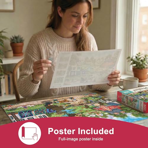 MasterPieces Roadside Gossip 550 Piece Folk Art Jigsaw Puzzle – 15x21 Inch, Recycled Materials