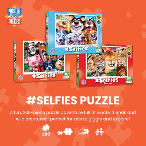 Masterpieces Safari Sillies 200-Piece Jigsaw Puzzle – Animal Selfie Fun for Kids