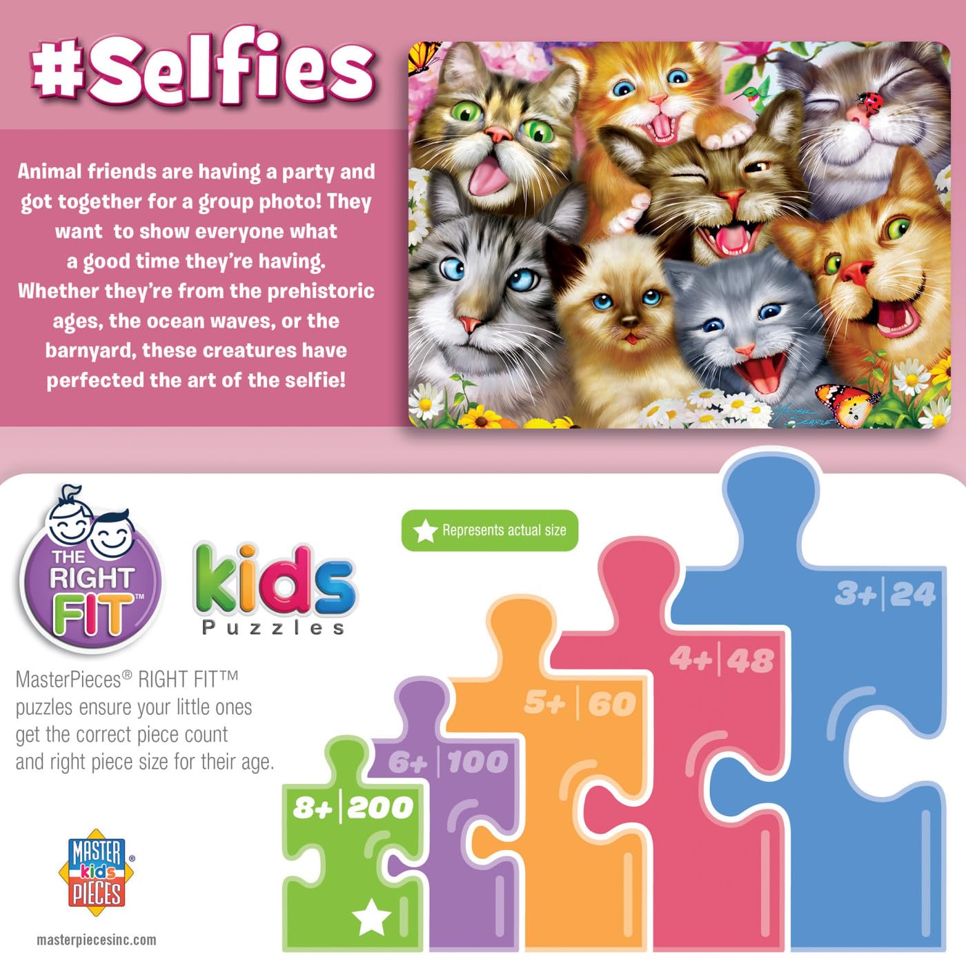 MasterPieces Selfies Pretty Kitties 200-Piece Jigsaw Puzzle – Recycled Board, 19x14 Inches, Ages 6+