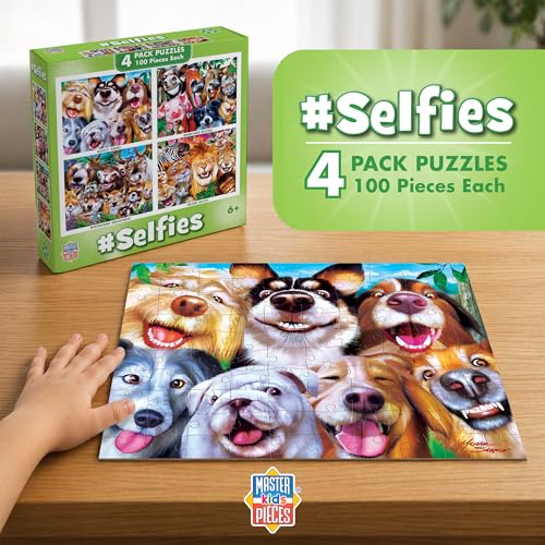 MasterPieces Silly Animals 4-Pack 100-Piece Jigsaw Puzzles for Kids Ages 6+