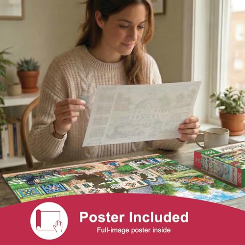 MasterPieces The Quilt Barn 550-Piece Jigsaw Puzzle – Folk Art by Bonnie White, 18x24 Inches