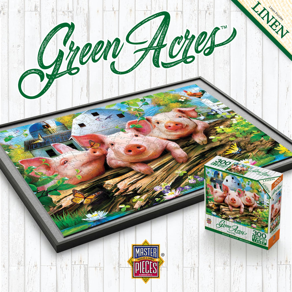 MasterPieces Three Lil’ Pigs 300-Piece Jigsaw Puzzle – Large EZ Grip Pieces for Kids, Seniors, and Family Fun