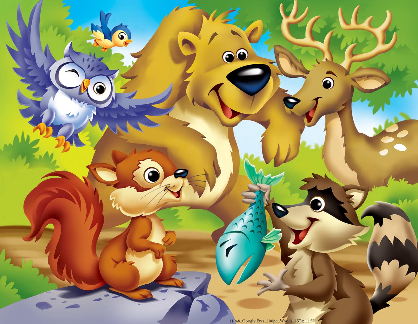 MasterPieces Woodland Animals 48-Piece Jigsaw Puzzle with Googly Eyes for Kids Ages 4+