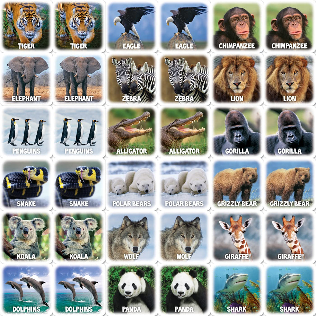 MasterPieces World of Animals Matching Game – 18 Sets of Cards for Ages 3+