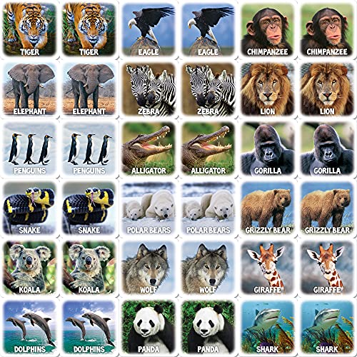 MasterPieces World of Animals Matching Game – 18 Sets of Cards for Ages 3+