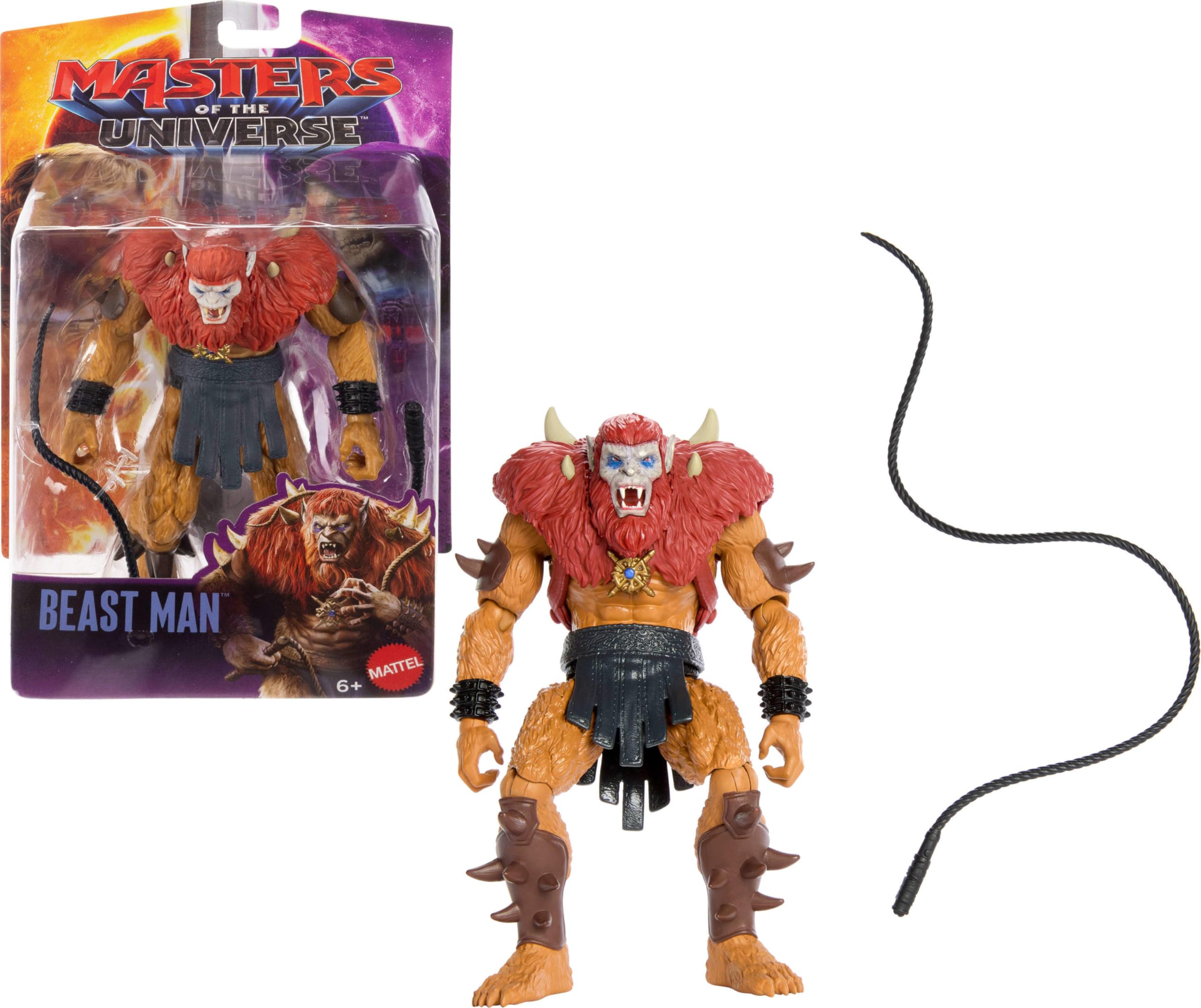 Masters of the Universe 2026 Movie Beast Man Action Figure – 5.5-Inch with 14 Joints and Whip