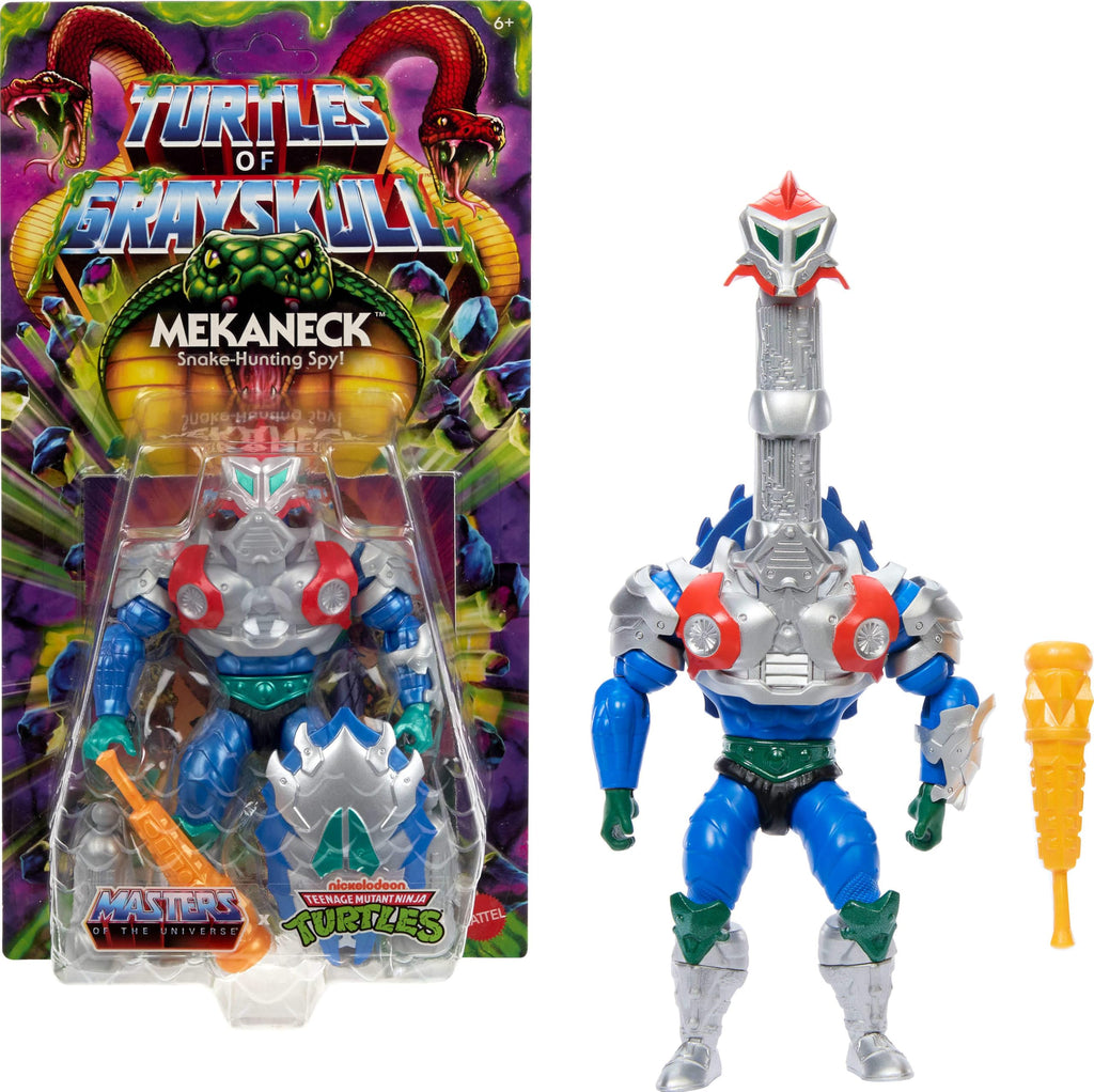 Masters of the Universe Origins Turtles of Grayskull Mekaneck Action Figure – Reptile Wars Crossover Toy with 16 Joints