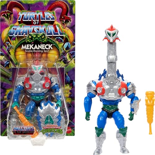 Masters of the Universe Origins Turtles of Grayskull Mekaneck Action Figure – Reptile Wars Crossover Toy with 16 Joints