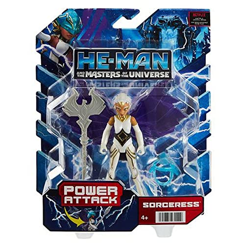 Masters of the Universe Sorceress Action Figure – 5.5-Inch Articulated Toy with Spring-Loaded Attack, Helmet & Staff, Ages 4+