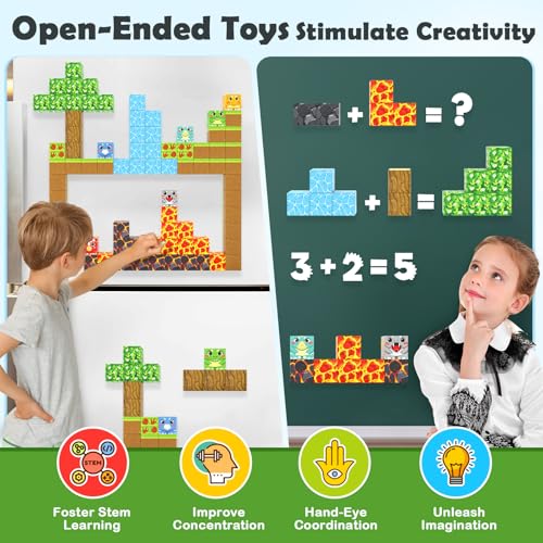 Matchtiles Magnetic Dinosaur Building Set with 5 UV-Reactive Tiles for Ages 3+