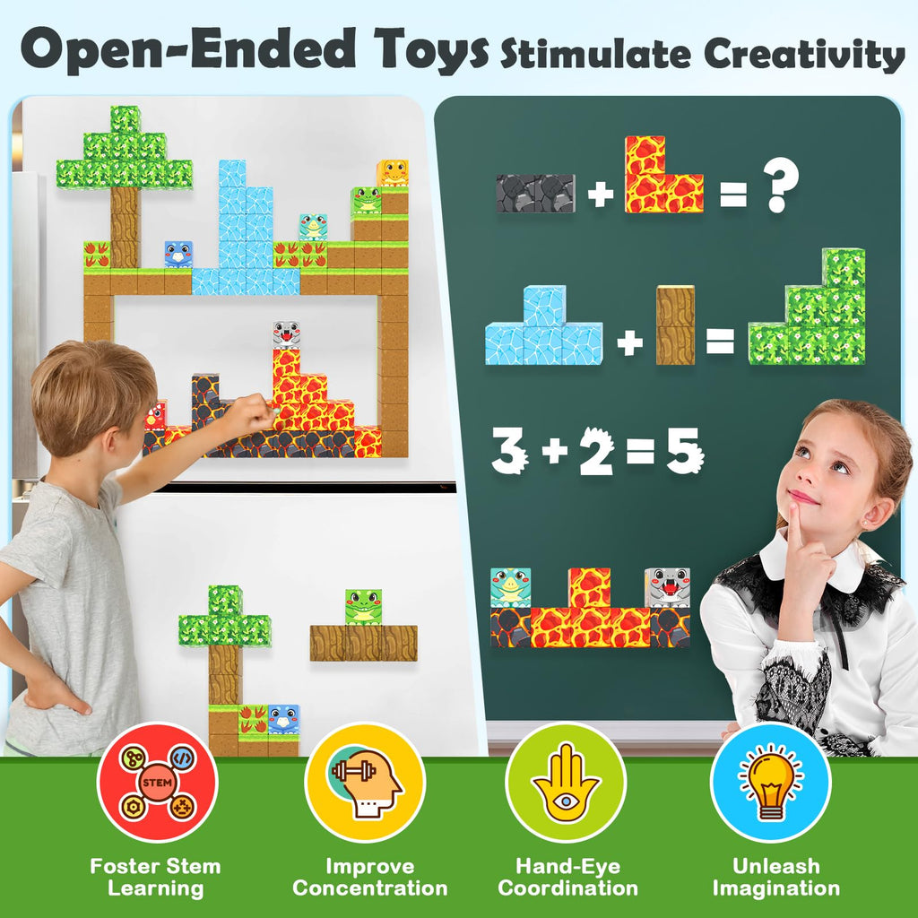 Matchtiles Magnetic Dinosaur Building Set with 5 UV-Reactive Tiles for Ages 3+