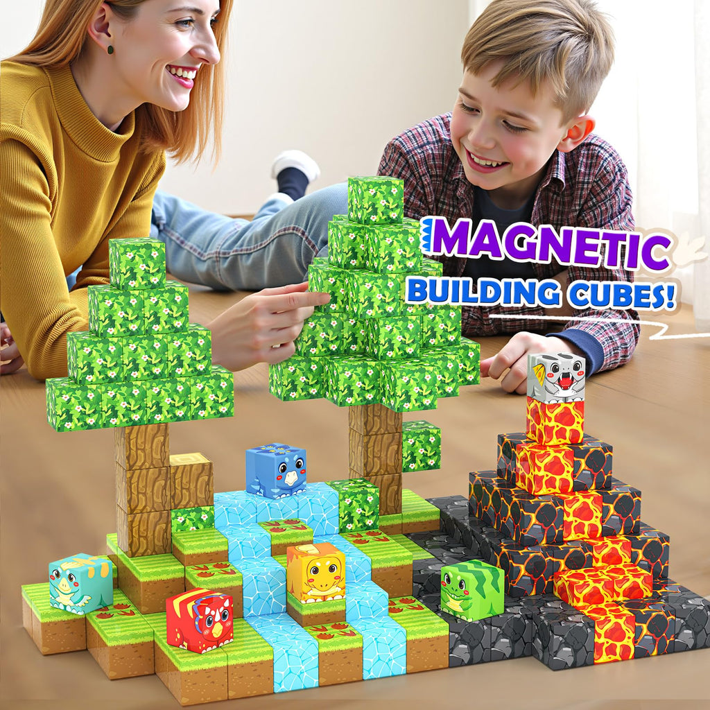 Matchtiles Magnetic Dinosaur Building Set with 5 UV-Reactive Tiles for Ages 3+
