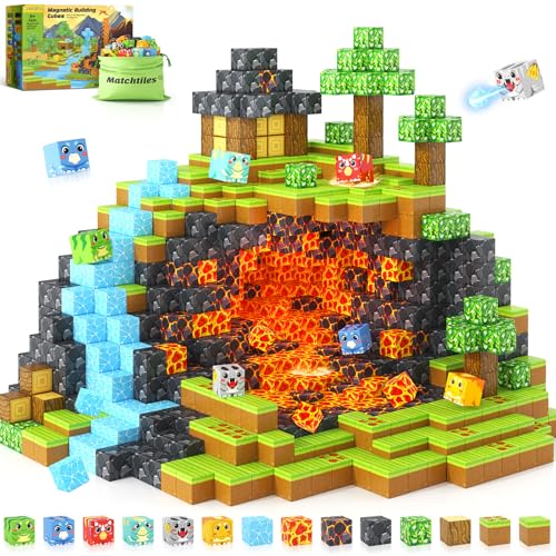 Matchtiles Magnetic Dinosaur Building Set with 5 UV-Reactive Tiles for Ages 3+