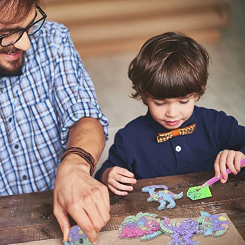 MATHARAGO Dinosaur Diamond Painting Keychain Kit - 5D Gems, 5 DIY Keychains for Kids Ages 6-12