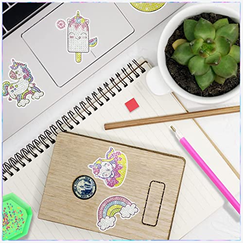 MATHARAGO Unicorn Diamond Painting Kit – 15pcs Diamond Dots Art for Kids with 1000+ Sparkling Stickers