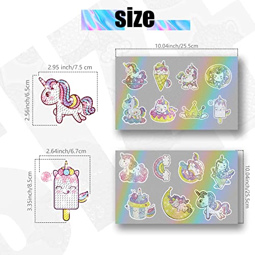 MATHARAGO Unicorn Diamond Painting Kit – 15pcs Diamond Dots Art for Kids with 1000+ Sparkling Stickers