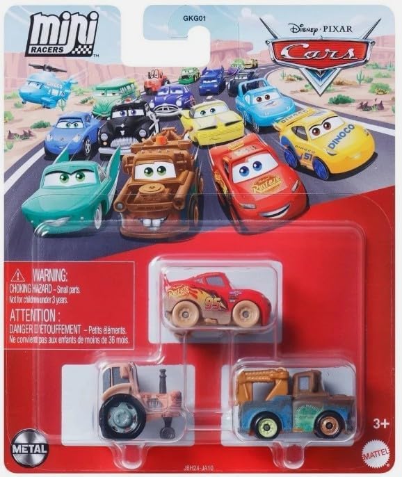 Mattel Cars Mini Racers 3-Pack: Goin' Tractor Tippin' Set – Muddy Lightning McQueen, Mater & Tractor Die-Cast Vehicles