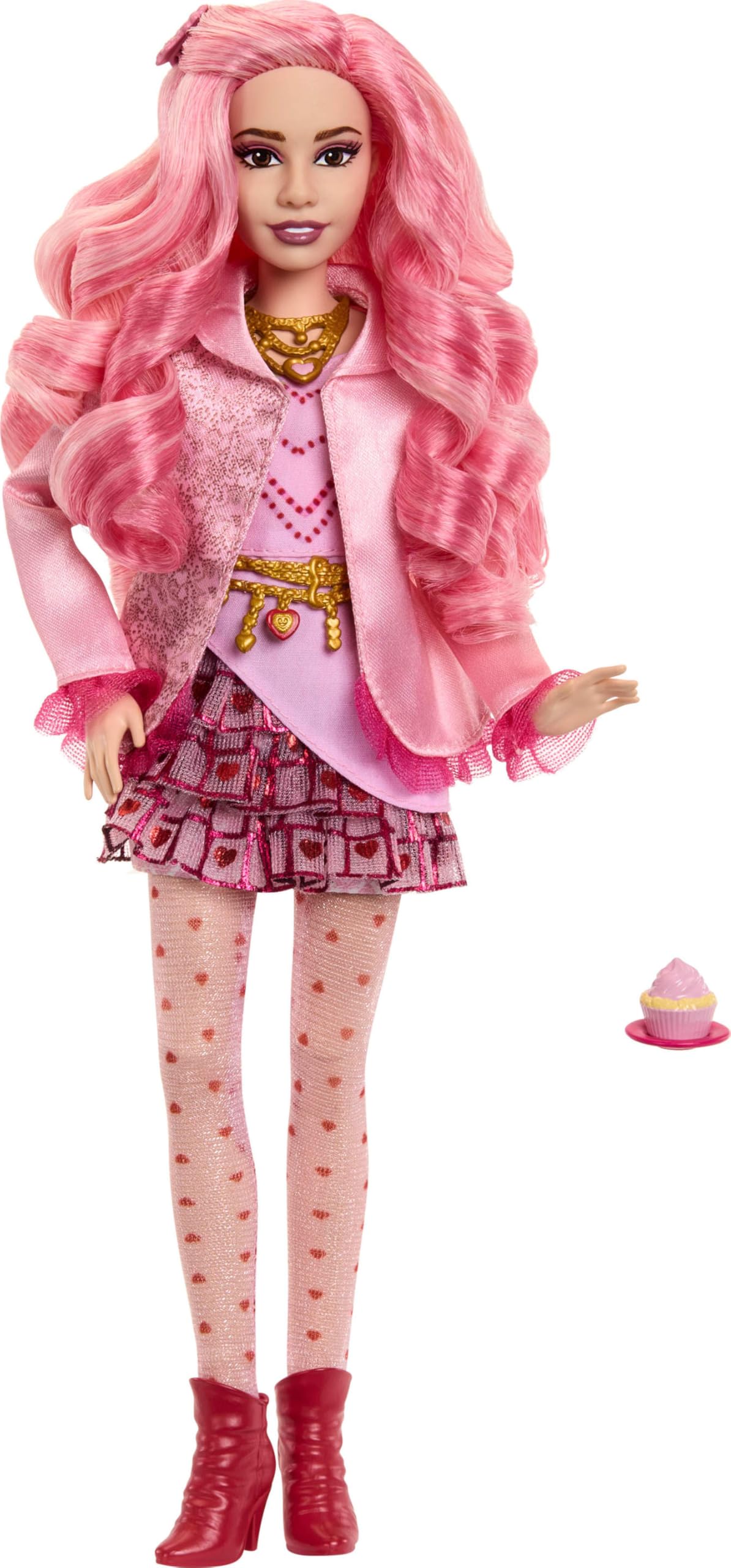 Mattel Disney Descendants: The Rise of Red Bridget Doll - Young Queen of Hearts with Movie Outfit & Cupcake Accessory