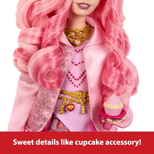 Mattel Disney Descendants: The Rise of Red Bridget Doll - Young Queen of Hearts with Movie Outfit & Cupcake Accessory
