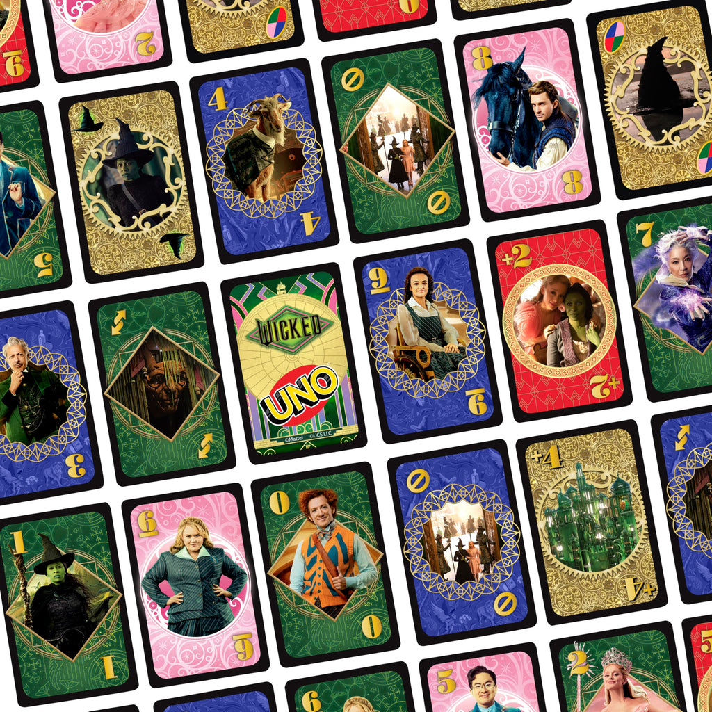 Mattel Games UNO Wicked Card Game – Wicked-Themed Deck with Defy Gravity Rule