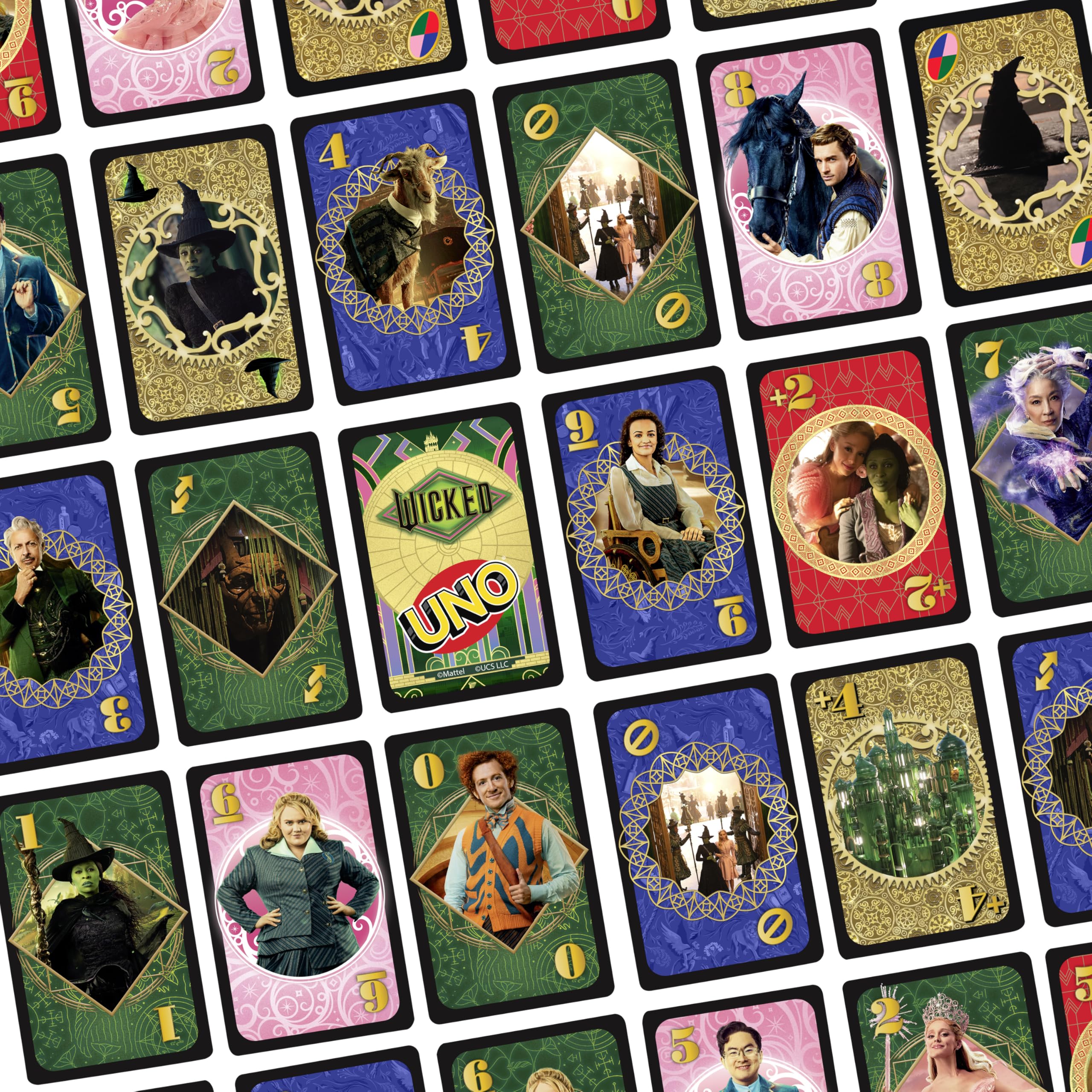 Mattel Games UNO Wicked Card Game – Wicked-Themed Deck with Defy Gravity Rule