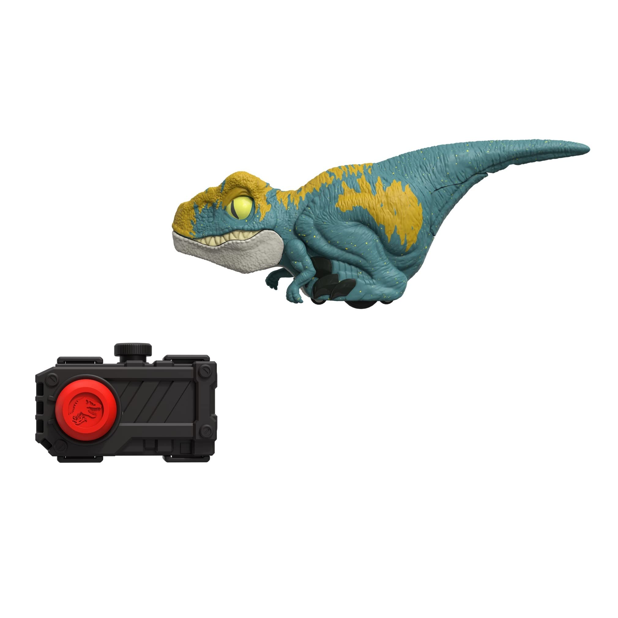 Mattel Jurassic World Dominion Click Tracker Velociraptor 'Blue' Dinosaur Toy with Clicker-Controlled Motion & Sound