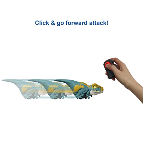 Mattel Jurassic World Dominion Click Tracker Velociraptor 'Blue' Dinosaur Toy with Clicker-Controlled Motion & Sound
