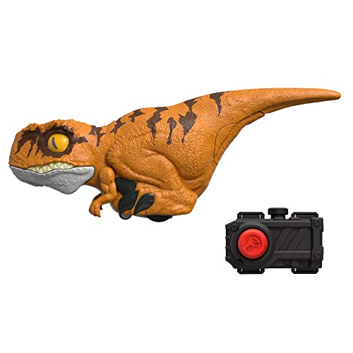 Mattel Jurassic World Dominion Uncaged Rowdy Roars Atrociraptor Interactive Dinosaur Toy with Clicker Control