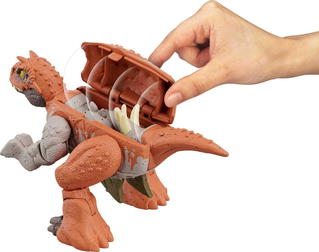 Mattel Jurassic World Fierce Changers 2-in-1 Dinosaur: Carnotaurus to Stegosaurus Transformation (11 Steps)