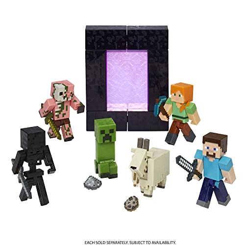 Mattel Minecraft Creeper Action Figure – 3.25-Inch Poseable Toy with Portal Piece and Accessory