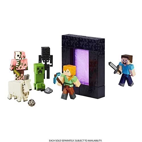 Mattel Minecraft Creeper Action Figure – 3.25-Inch Poseable Toy with Portal Piece and Accessory