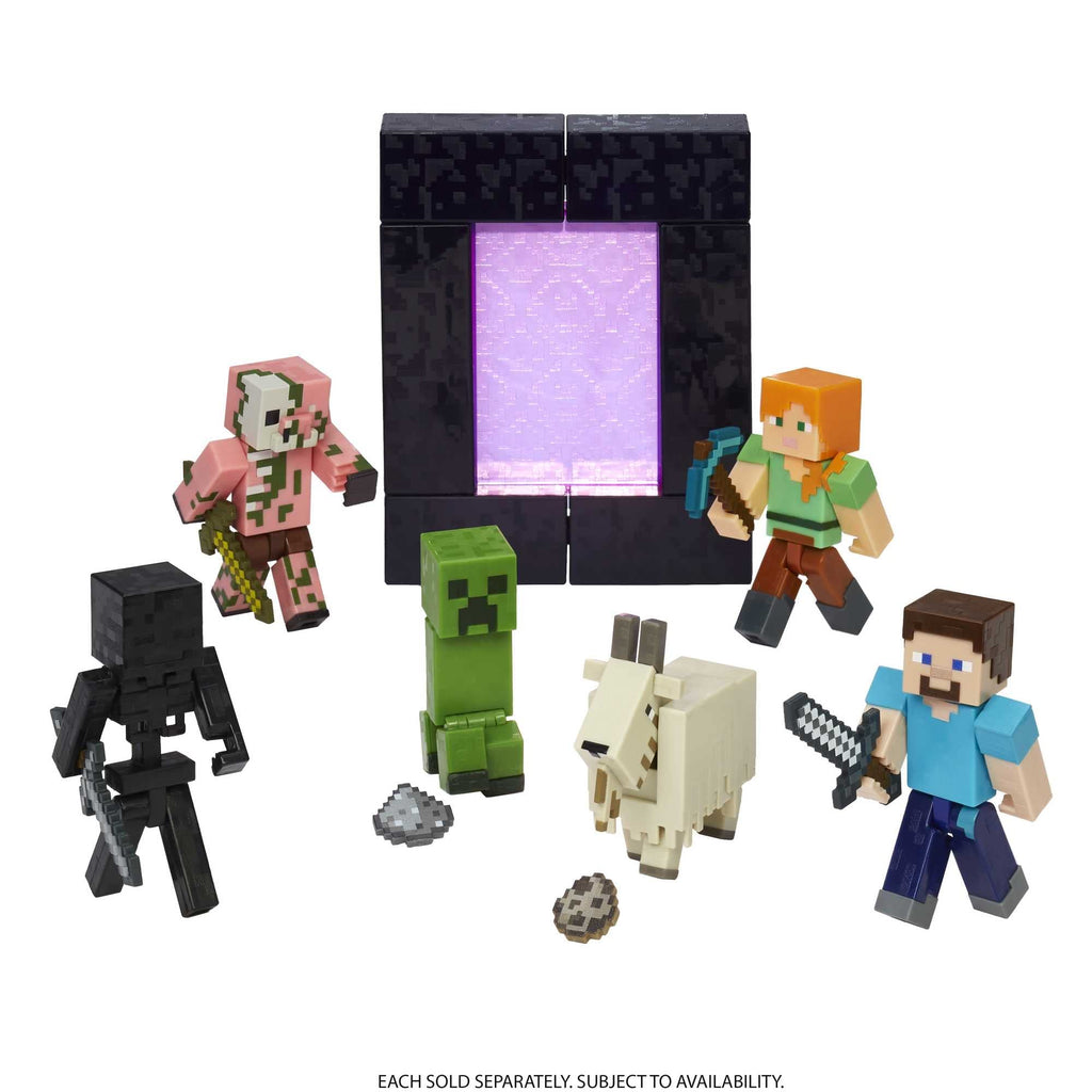 Mattel Minecraft Creeper Action Figure – 3.25-Inch Poseable Toy with Portal Piece and Accessory