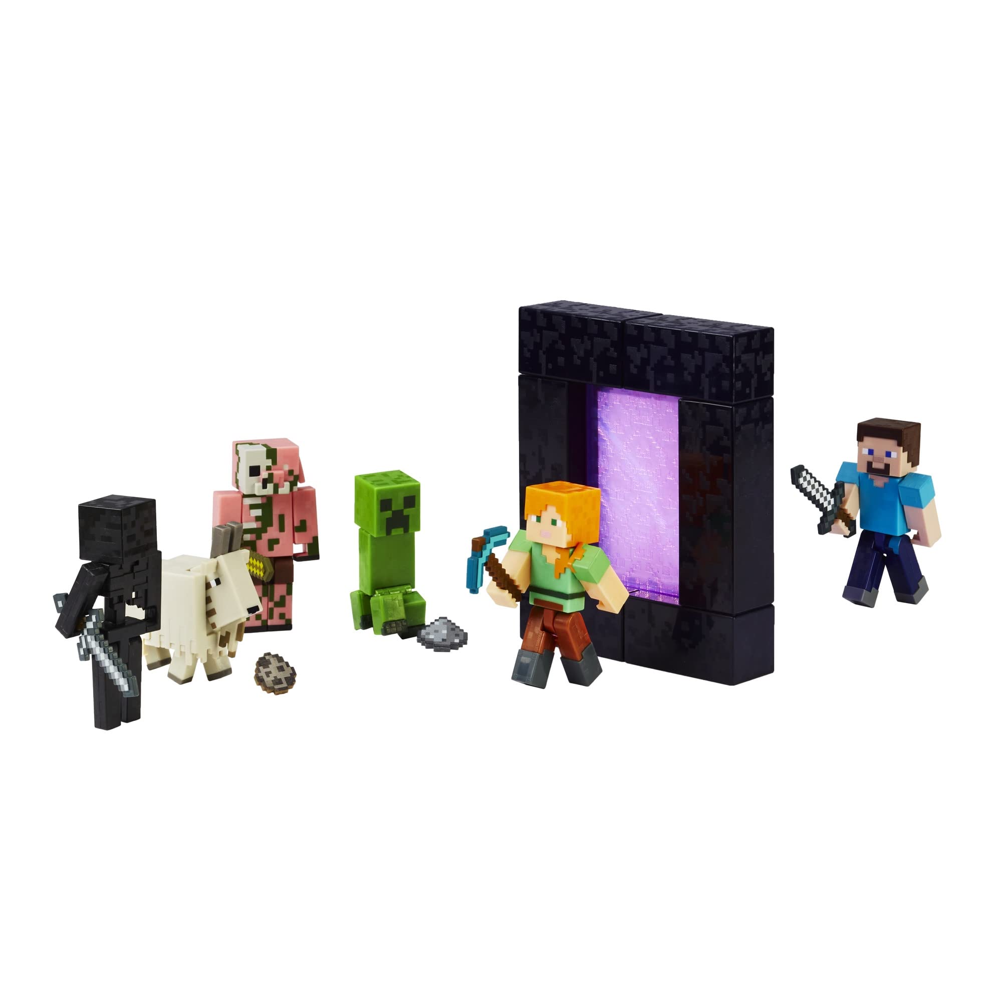 Mattel Minecraft Creeper Action Figure – 3.25-Inch Poseable Toy with Portal Piece and Accessory