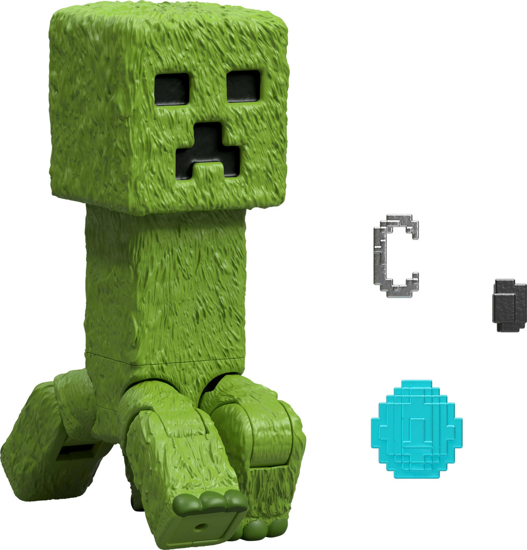 Mattel Minecraft Creeper Action Figure, 4-Inch Posable Collectible with Movie-Inspired Accessories