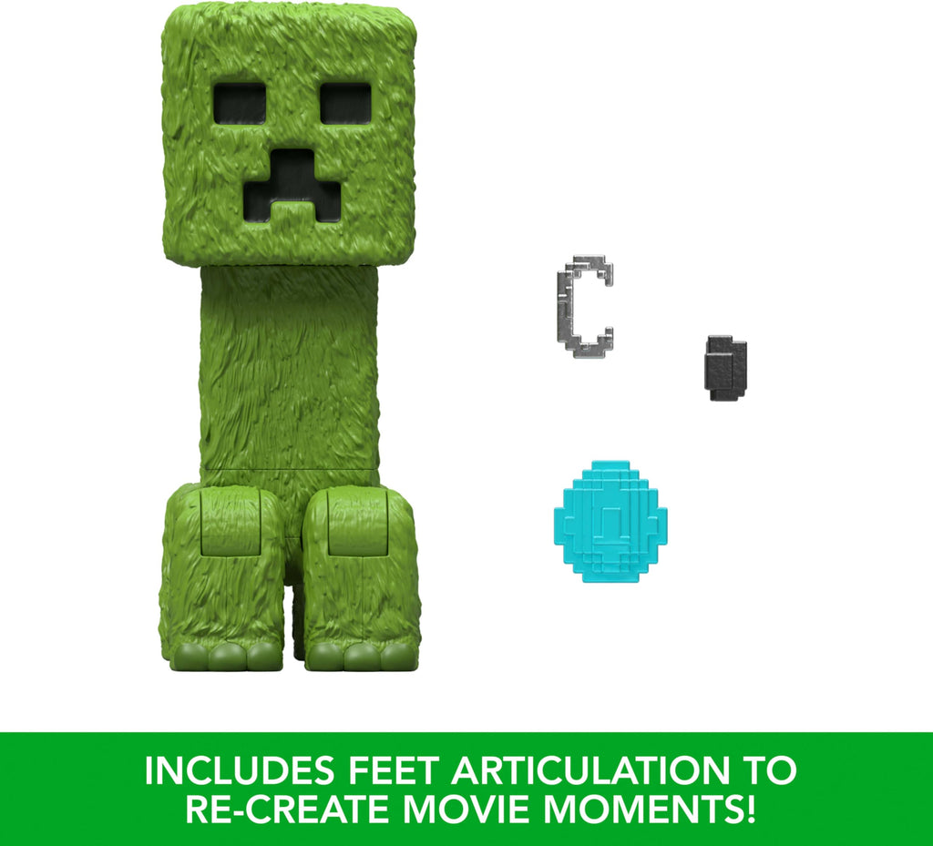 Mattel Minecraft Creeper Action Figure, 4-Inch Posable Collectible with Movie-Inspired Accessories