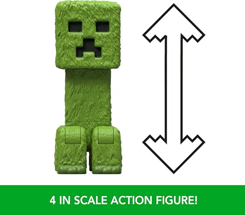 Mattel Minecraft Creeper Action Figure, 4-Inch Posable Collectible with Movie-Inspired Accessories