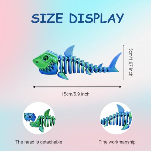 MAVLENT 3D Printed Shark Fidget Toys - 2-Pack Articulated Desk Decor for Adults