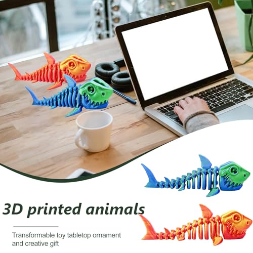 MAVLENT 3D Printed Shark Fidget Toys - 2-Pack Articulated Desk Decor for Adults