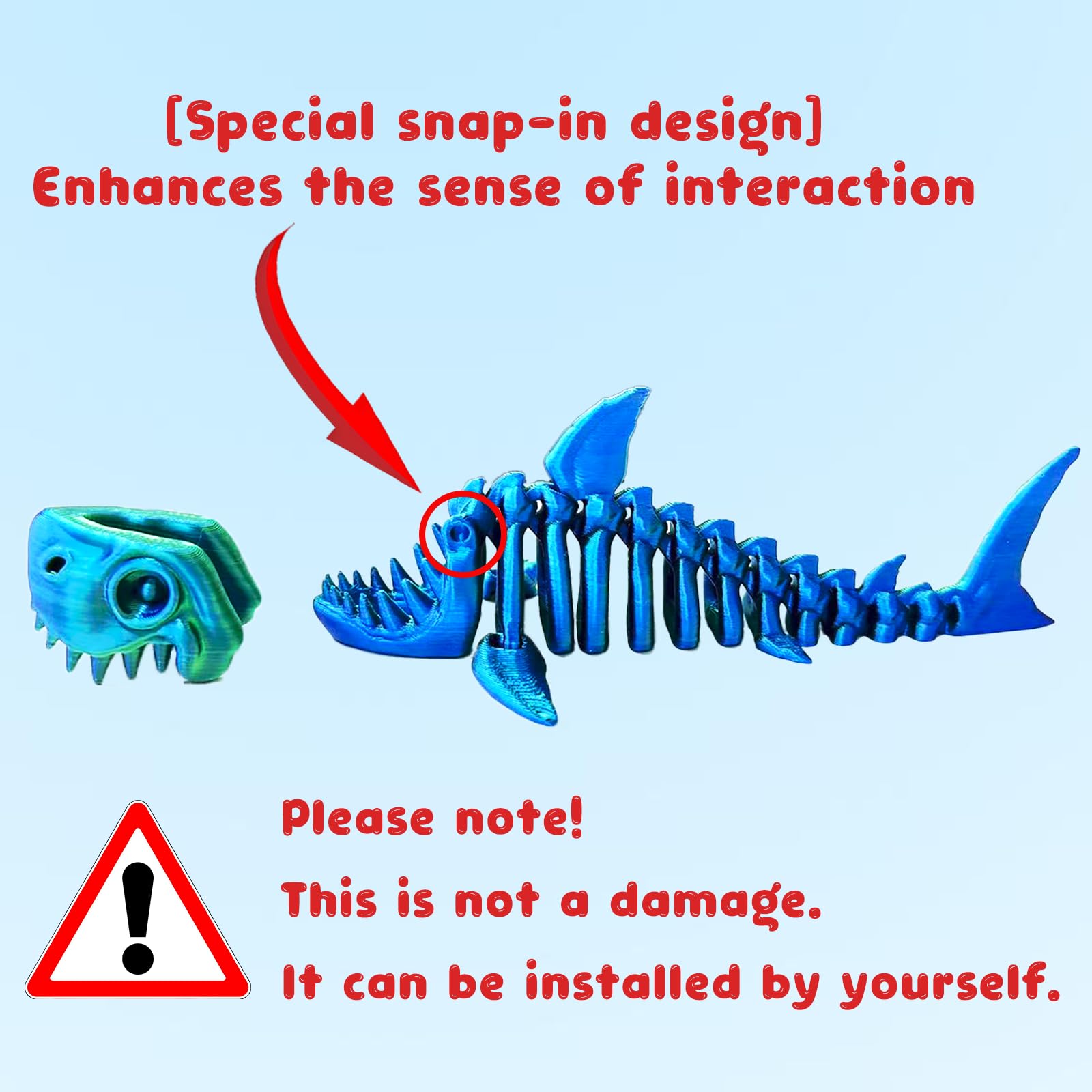 MAVLENT 3D Printed Shark Fidget Toys - 2-Pack Articulated Desk Decor for Adults