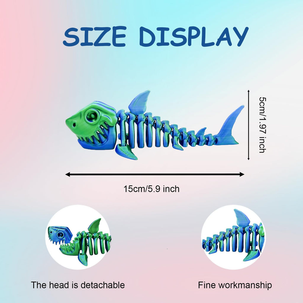 MAVLENT 3D Printed Shark Fidget Toys - 2-Pack Articulated Desk Decor for Adults