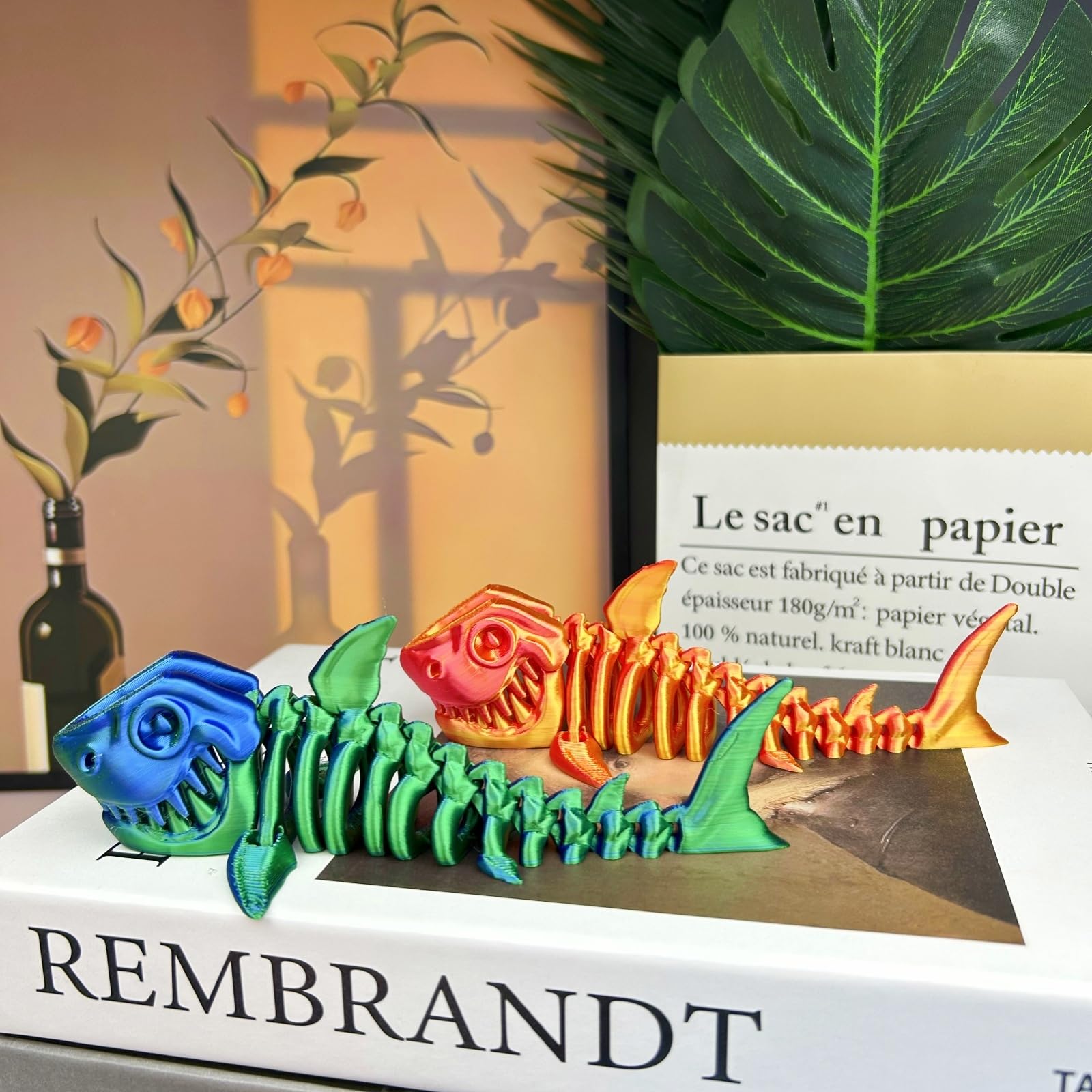MAVLENT 3D Printed Shark Fidget Toys - 2-Pack Articulated Desk Decor for Adults