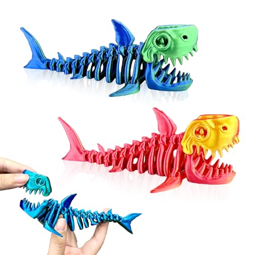 MAVLENT 3D Printed Shark Fidget Toys - 2-Pack Articulated Desk Decor for Adults